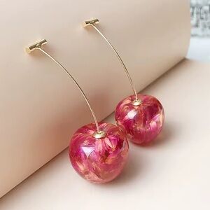 Anthro Pink Cherry Drop Earrings